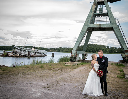 Bröllopsfotografering i Norrköpings hamn